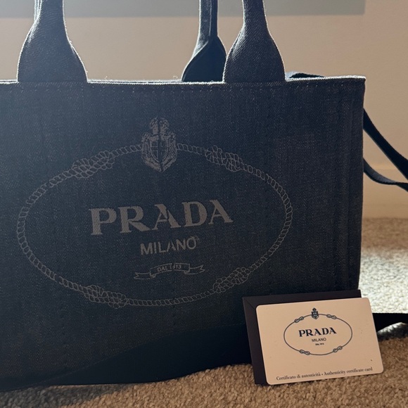 Prada Canapa 2way Dark Denim Tote - Picture 1 of 9
